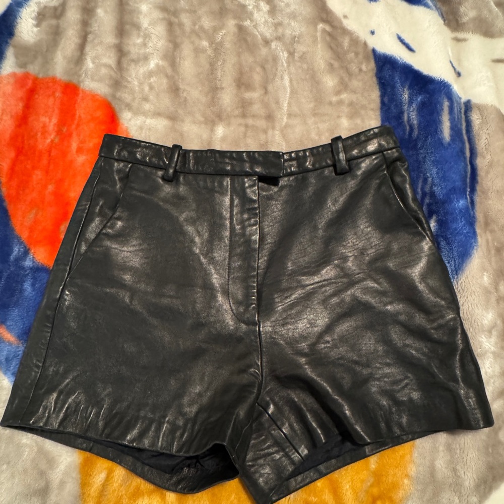 Women’s 3.1 Phillip Lim Black High Waist Leather Shorts Sz 6